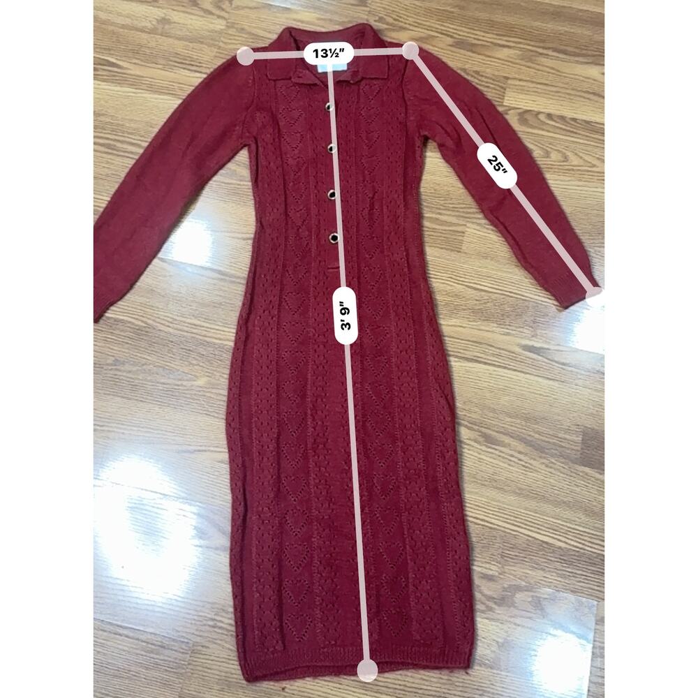 Markarian Burgundy Poesie Hearts Silk Mohair Blend Maxi Dress Size Small - Picture 7 of 15